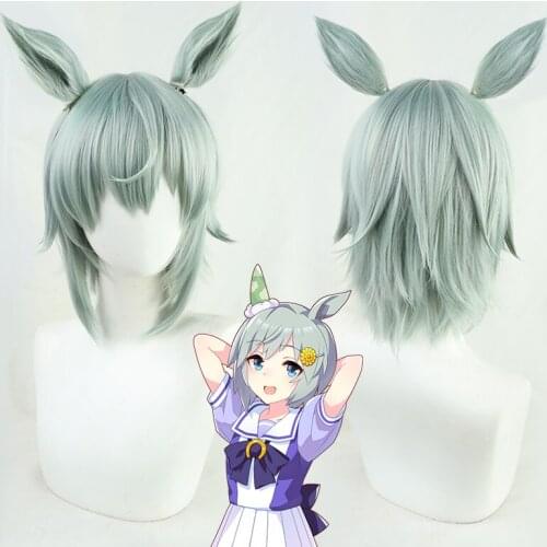 Pretty Derby Seiun Sky Short Green Cosplay Cosplay Wig Heat Resistant Synthetic Hair + Free Wig Cap+Ears
