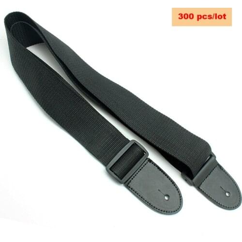 300 pcs/lot Guitar Strap Adjustable black Nylon Guitarra Belt PU Leather Ends for Acoustic Electric Guitar Bass wholesale