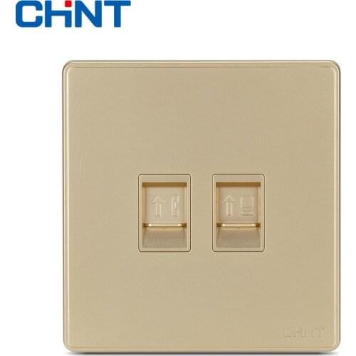 CHINT Processor Sockets Wall Switch Socket NEW2D Light Champagne Gold Telephone Computer Socket