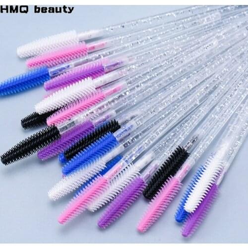 Crystal Silicone Gel Eyelash Brush Eye Brush Diamond Handle Mascara Wands Brush Eyelash Extension Makeup Brush Set