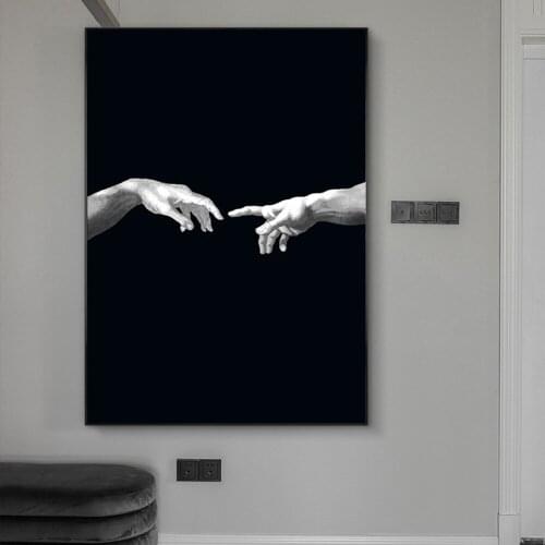 Self-adhesive Wallpaper Hand To Hand on Black Ground Wall Art Print Painting Poster Room Decoration