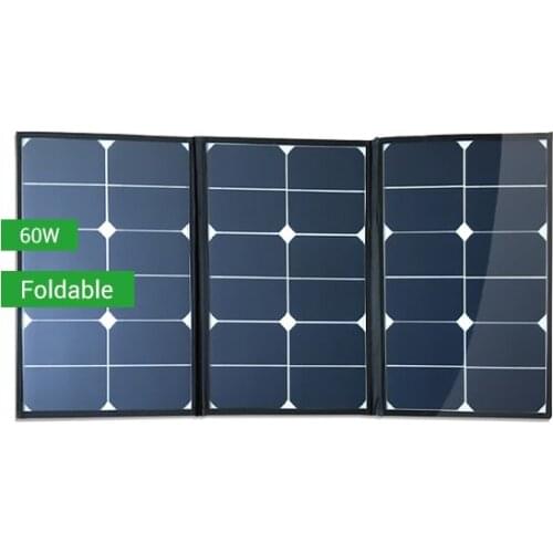 Shine Solar 60w Foldable Solar Panel Car Battery Charger for Portable Power Station