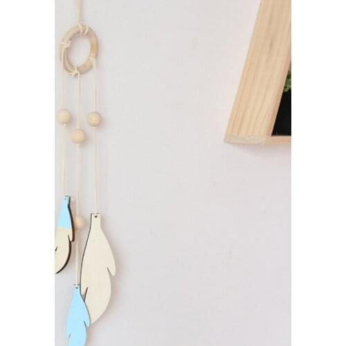 Nordic Wind Chimes Wood Leaves Wood Pendant Hanging Dream Catcher Children Room Wall Decoration