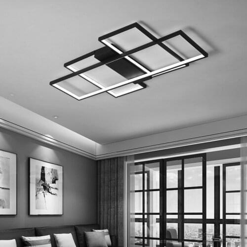Modern Black White Frame Ceiling Light Bedroom Living Room Dining Room Kitchen Decoration Fixture LED Home Lighting Nordic Lamp