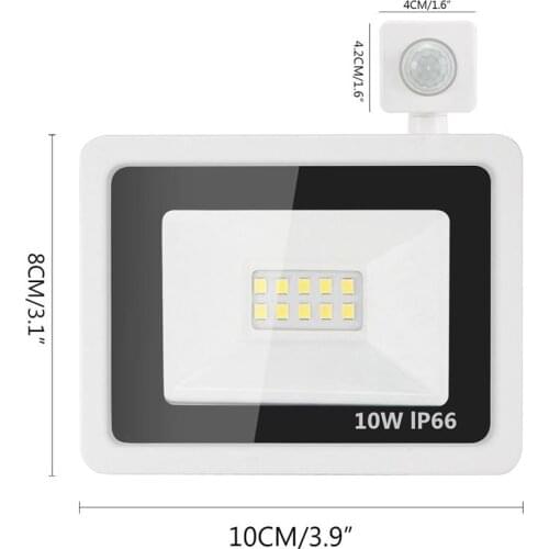 White shell Motion Sensor LED Flood Light 10W 20W 30W 50W 100W AC220V Floodlight IP65 Waterproof Projector garden Outdoor Light