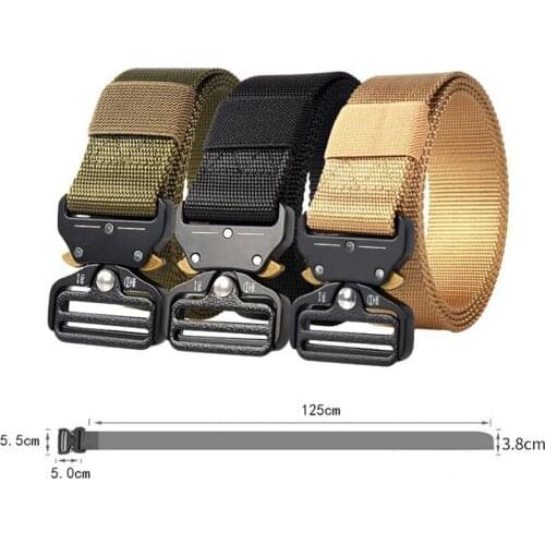 Tactical Metal Nylon Buckle Adjustable Belt Military Outdoor Police Heavy Duty Belt Multi-Function Alloy Buckle Belt Key Ring