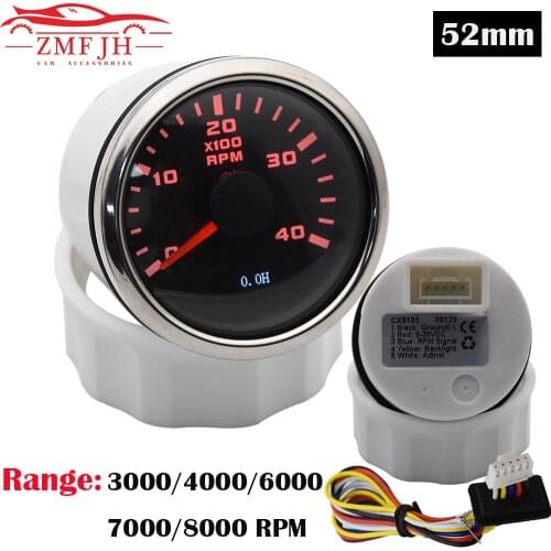 52mm Waterproof Marine Tachometer Gauge LCD Display Tacho Digital Hour Meter With Red Backlight For Marine Boat Car Tachometer