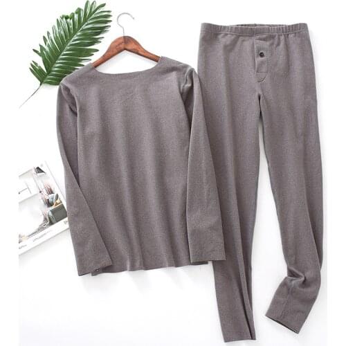 Winter Pajamas Set Mens Thick Warm Pyjamas Suit Long Sleeve Casual Wear Home Pyjama Set Casual Nightie Sleepwear Suit