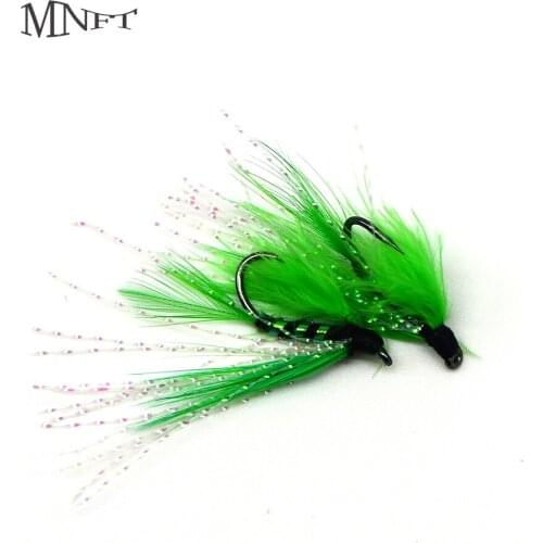 MNFT 10PCS 6# Green Flasher Holographic Streamer Fly Fishing Trout Lure