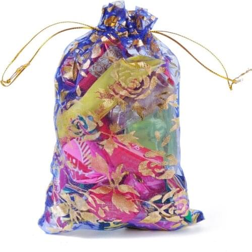 Free Shipping 100pcs/lot 17x23cm Dark Blue Organza Gift Bags Jewelry Packaging Pouches Wedding Favor Gift Candy Bags