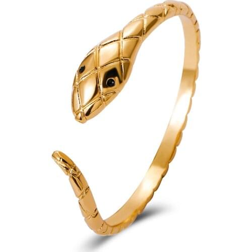 Simple New Gold Punk Fashion Coiled Snake Spiral Bangle Bracelet Girls Men Jewelry For Women Party Animal Opening Barcelets