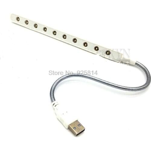 By dhl or ems 500pcs USB Light Aluminum housing 10 LED lamps Bright Soft Light Flexible For PC Laptop Desktop Computer
