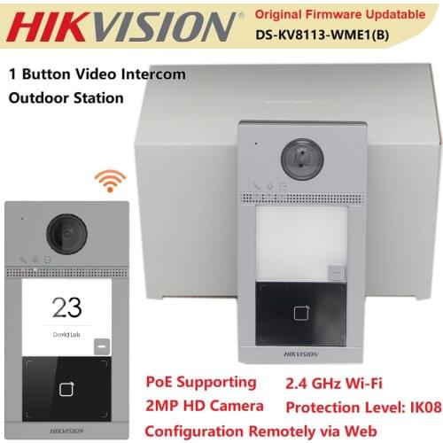 Hikvision Video Intercom Door Bell DS-KV8113-WME1(B) Wireless Card Read PoE Power Villa Outdoor Phone Station 3 Indicators