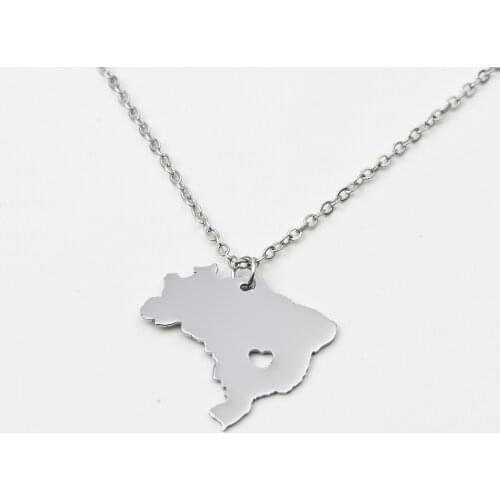 Creative new, Brazil map love stainless steel pendant necklace gift to friends