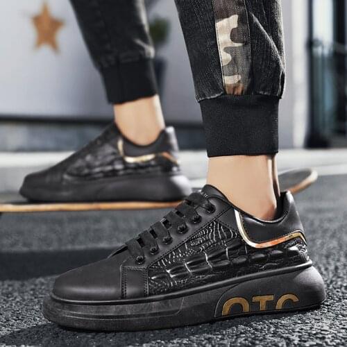 Mens shoes summer breathable leather shoes crocodile pattern casual sports shoes sneakers white shoes