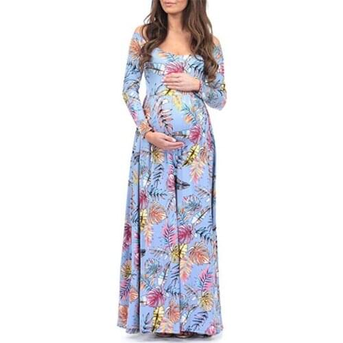 Floral Print Bottoming Dresses Maternity Vestidos For Pregnant Women Clothes Long Sleeve Pregnancy Dress Maxi Maternity Clothing