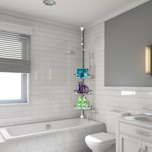 New Stainless Steel Bathroom Storage Shelf Adjustable Shampoo Cosmetic Shower Kitchen Storage Rack Organizer Multi-Layer HWC