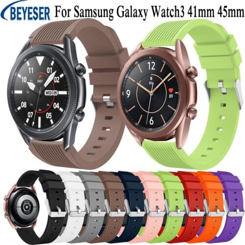 20mm 22mm Soft Silicone Watchband Straps for samsung galaxy watch 3 41mm Wristband Bracelet for samsung galaxy watch 3 45mm Band