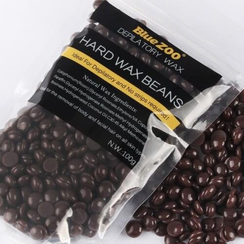 Chocolate Hair Removal Hard Wax Beans Women Bikini Brazilian Wax Armpit Paperless Hair Remover Heat Wax For Facial Body 100G/Bag