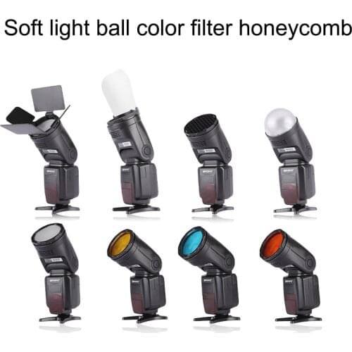 TRIOPO R1 Barn Door Snoot 5 Color Filter Reflector Honeycomb Diffuser Ball Kits for Godox AD200 H200R V1 Round Flash Head
