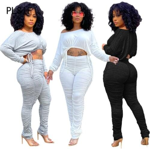 Streetwear Sweatsuit Womens Set Track Suit Stacked Flare Pants Set Matching Tracksuit Two Piece Fitness Outfit Set
