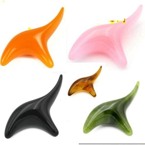 Green jade / bian stone/ bee wax Camphor wood triangle bird foot massage acupuncture point stick foot massage scraping pull bar