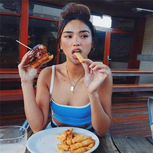 Women Casual Tops Summer Sleeveless Vest Sexy Ladies Blue Crop Top Bustier Bralette Corset Party Club Tank Sexy Women Clothes