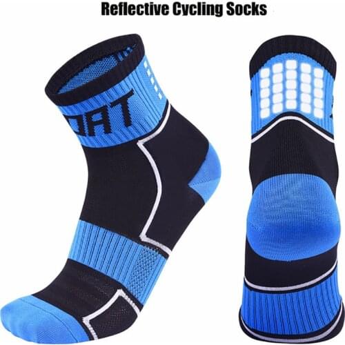 USHINE Women Reflective Running Socks Night Cycling Socks Breathable Non-slip Outdoor Sports Basketball Basketball Socks men