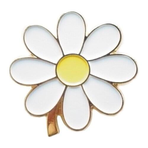 20 mm Daisy flower pin badge accessories (Iron+epoxy +butterfly button back)-Free ship (300pcs/lot)