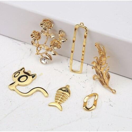 10pcs Trendy Japanese Korean Girl Cute Earring Flowers Cat Fish Bone Earrings For Women Material Diy Ear Jewelry Accessories