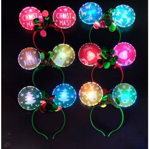 10pcs Led New Christmas Headband Luminous Hair Ornaments Santa Claus Head Festival Halloween Decoration Adults Children