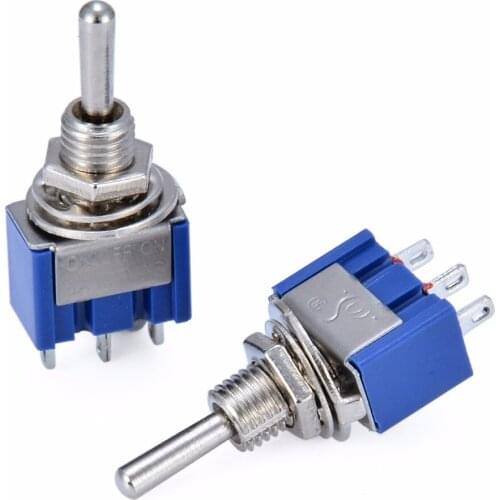 10pcs Dark Blue 3-Position SPST Latching Switch Mini Toggle Switches 6A 125VAC/3A 250VAC For Switching Lights Motors Mayitr