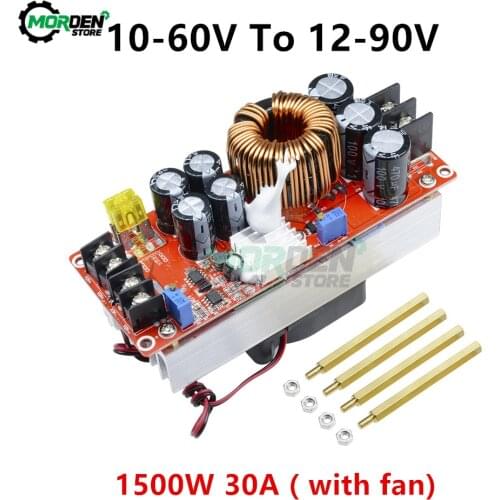 1200W 20A DC-DC CC CV Step Up Boost Converter Adjustable Module 1500W 30A Constant Current Voltage Power Supply Module heat sink