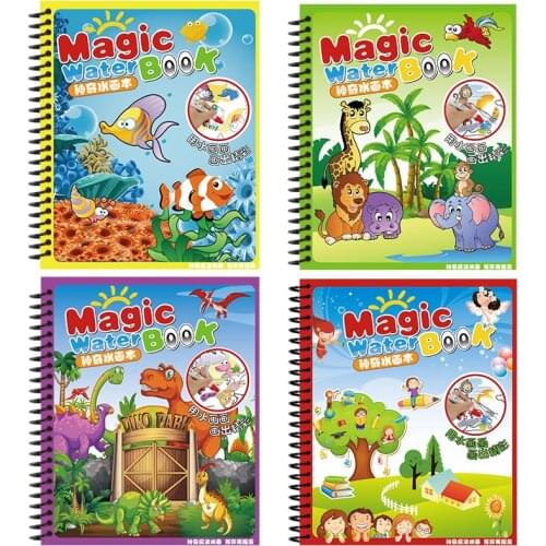 4 Books/set Magic Water Drawing Book Coloring Book Doodle with Magic Pen Painting Board For Children Education Drawing Toy