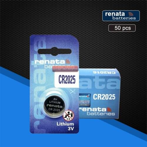 50pc Renata 2025 3V 100% originalbutton battery CR2025 watches 3 v battery.Remote control toy car battery