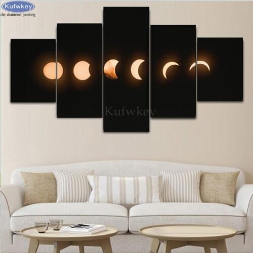 5D Full Round DIY Diamond painting Nature Scenery Diamond embroidery artwork moon eclipse landscape Cross stitch mosaic kit