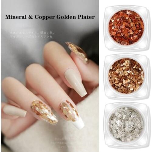 5g/Jar Ultra-thin Irregular Shape Sequins Flakes of Nail Art, Silver/Golden/Copper Marble Ornament for Manicure Decoration#FP747