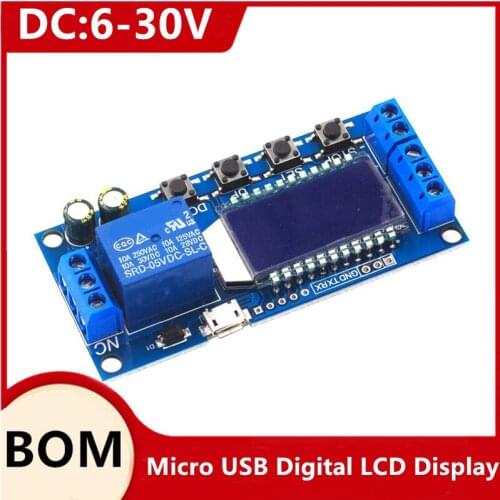 6-30V Micro USB Digital LCD Display Time Delay Relay Module Control Timer Switch Trigger Cycle Module XY-LJ02