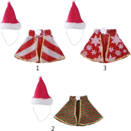 Neko Cat Holiday Dress Up Accessories Christmas Costume Clothes Adjustable Cloak Red Xmas Hat for Small/Medium Sized Dogs