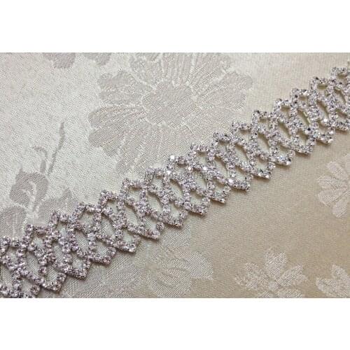 Free Shipping Beautiful 5 Yards Fancy Bridal Dress Decorative Trim,Wedding Cake Silver Rhinestone Banding Trim