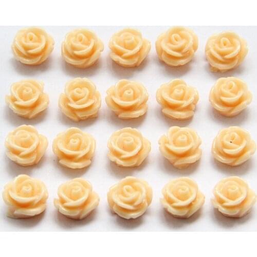 20pcs/lot 12mm Resin Rose Beads Diy Craft Carved Flower Charms Spacer Beads for Jewelry Making Bracelet Necklace