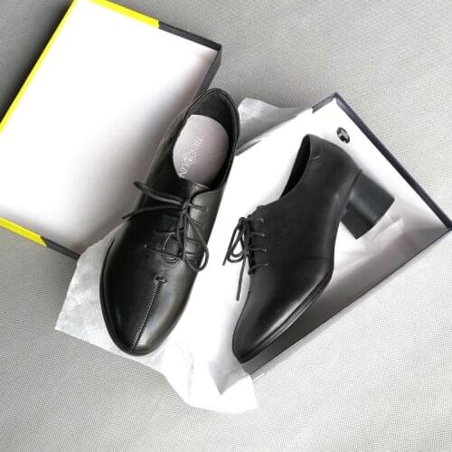 Careaymade-Womens Deep mouth thick heel cowhide leather shoes middle heel work clothes shoes high-quality,comfortable easy wear