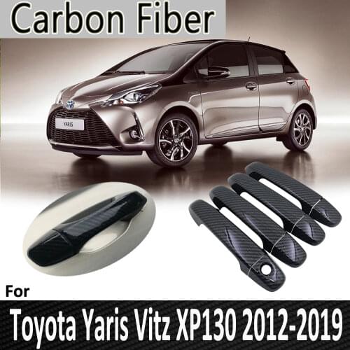 Black Carbon Fiber for Toyota Yaris XP130 Vitz 2012 2013 2014 2015 2016 2017 2018 2019 Door Handle Cover Sticker Car Accessories