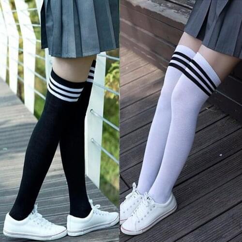 1Pair Stripe Stockings Girls Women Over Knee Thigh High Over The Knee Stockings For Ladies Girls Warm Sports Dance Fitness Socks
