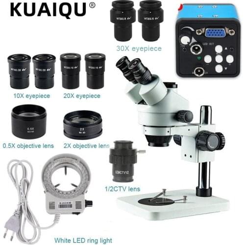 VGA 30FPS Digital VGA Microscopio Camera 3.5X-180X 3.5X-270X Simul-focal Trinocular Stereo Microscope Soldering Pcb Repair