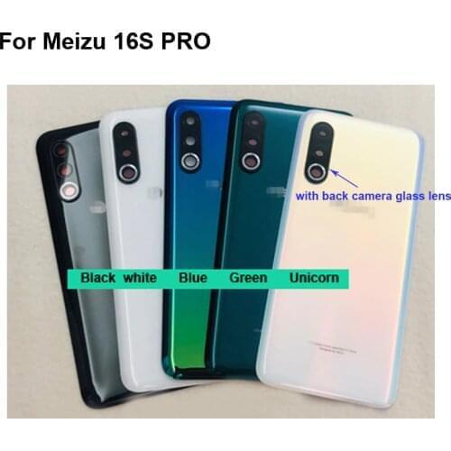 For Meizu 16S Pro Back Battery Cover Door Housing case Rear Glass Replace parts With Back Camera Glass lens For Meizu 16 s pro