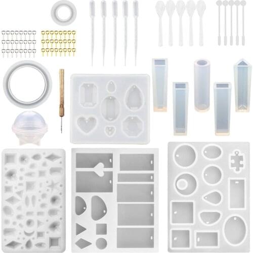 76Pcs DIY Bracelet Pendant Jewelry Casting Molds, Silicone Resin Jewelry Molds Set DIY Making Tool Crafting Pendant Earrings