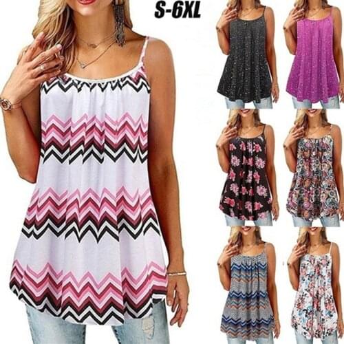 Large Size Summer Sexy Sleeveless Striped Print Tank T shirts Women Beach Casual Loose Female T shirt Tops Oversized Tees Shirts