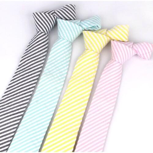 New Cotton Men Tie Skinny Neck Tie For Wedding Business Casual Striped Neckties Classic Suits Slim Neck Ties Adult Neck Wear