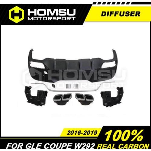 GLE63 Style PP Rear Bumper Diffuser Lip with Exhaust Tips Diffuser for GLE Coupe W292 2015-2018 GLE300 GLE450
